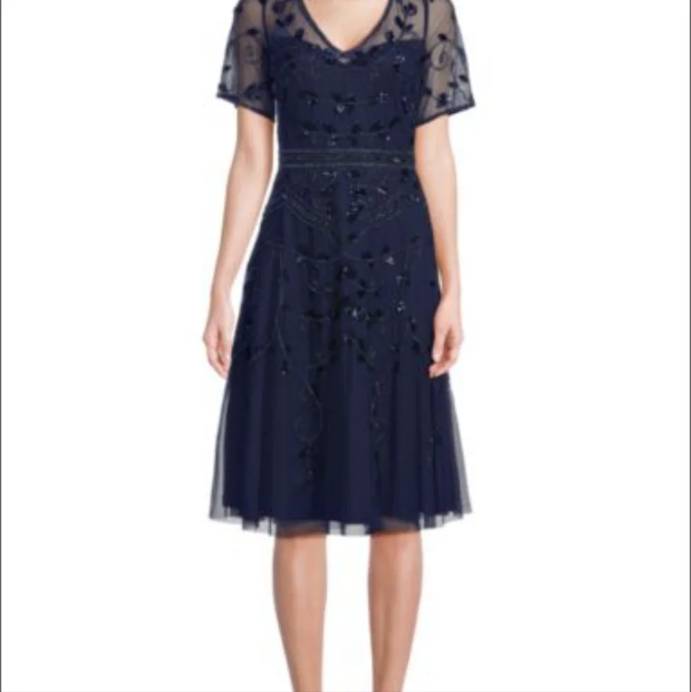 Adrianna Papell Embellished Tulle Midi Dress Sz 10 - Picture 7 of 7